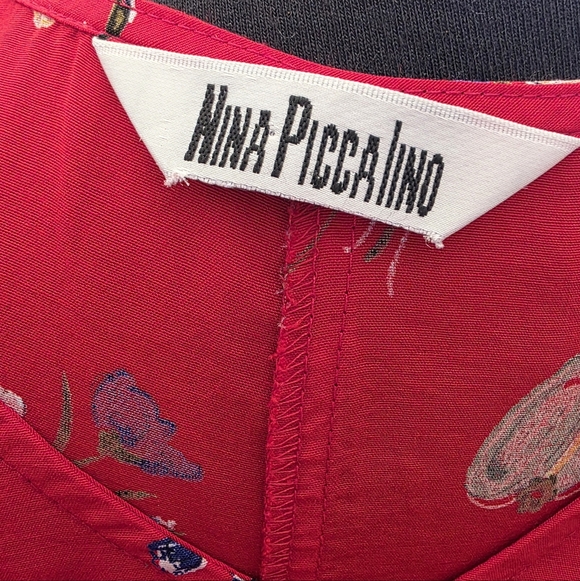 Vintage Nina Piccalino Red Novelty Hat/Floral Dress - Picture 6 of 8